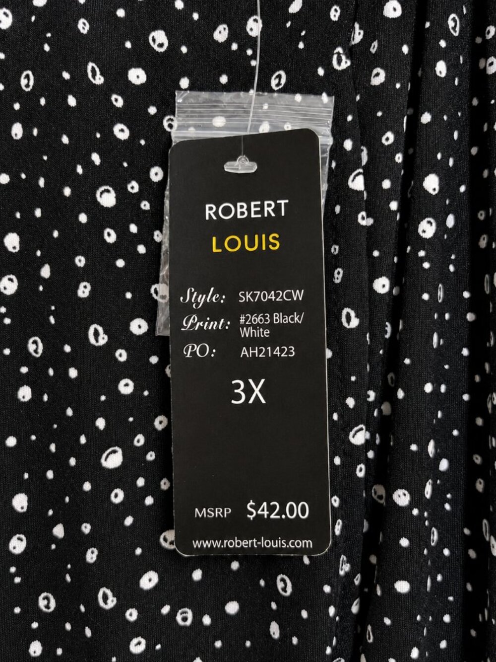 Robert Louis Black White Printed Wide Leg Pants 3X - NWT - Picture 3 of 6